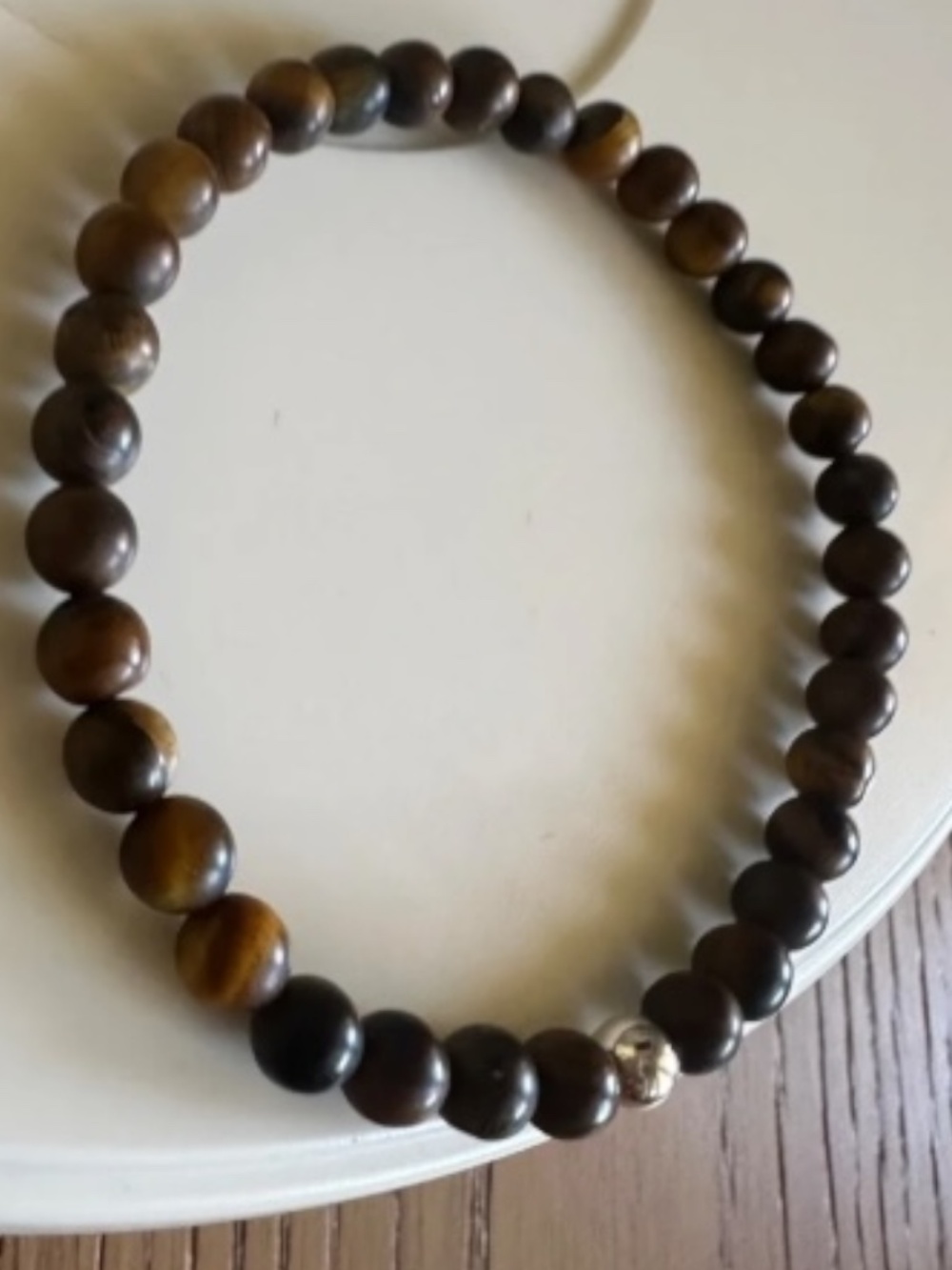 Classic 6mm Brown Tiger Eye Stretch Bracelet Sterling Silver Beaded Bracelet NEW - Picture 4 of 6